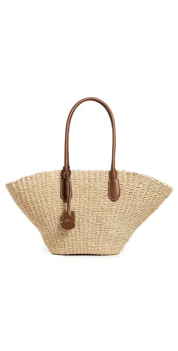 Twist Raffia Basket Tote Natural/Cuoio One Size Twist Raffia Basket Tote Natural/Cuoio One Size