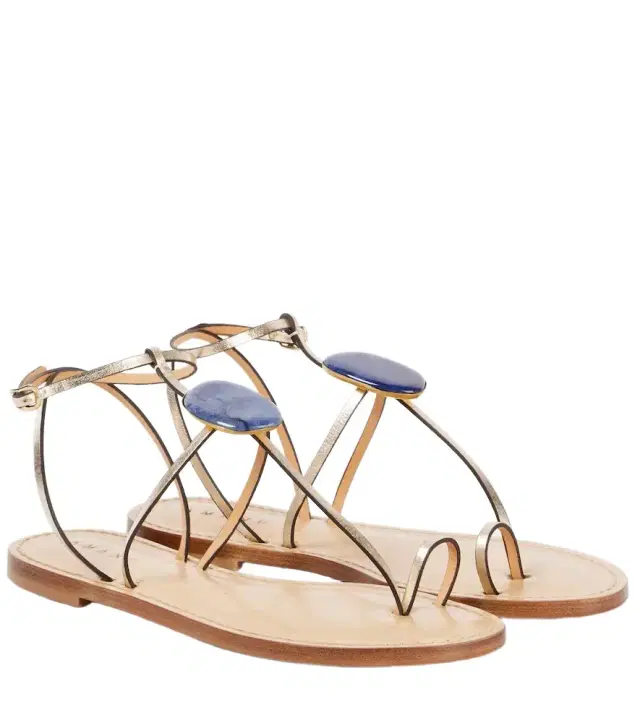 Cairo embellished metallic leather sandals Cairo embellished metallic leather sandals
