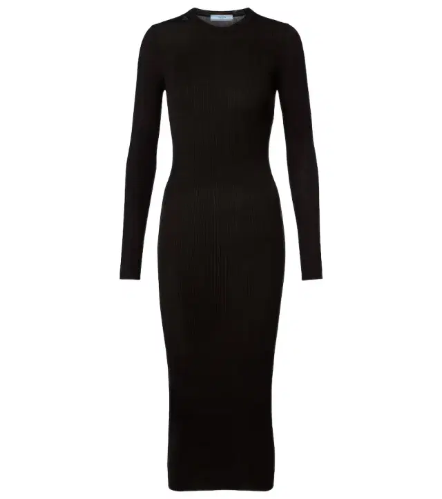 Ribbed-knit virgin wool midi dress Ribbed-knit virgin wool midi dress