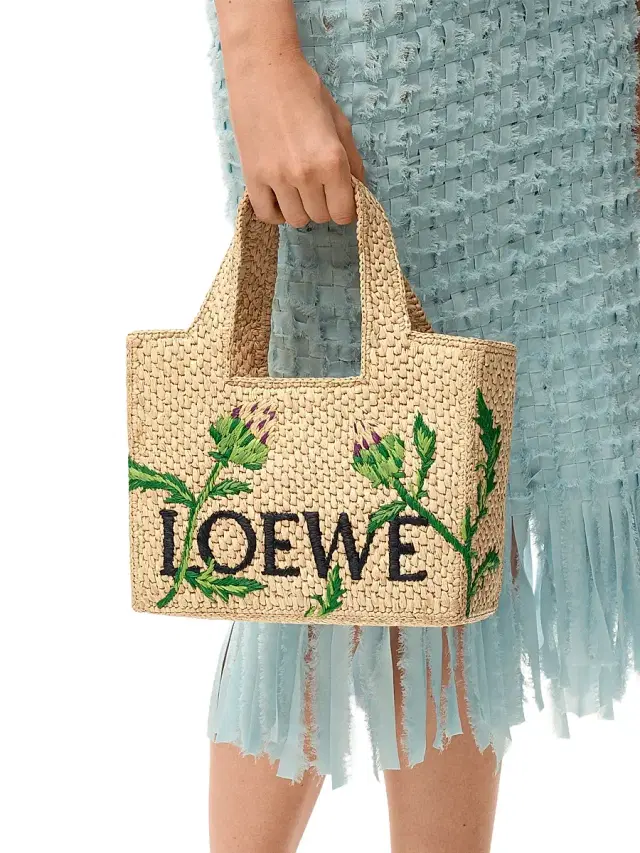 Women's x Paula's Ibiza Font Small Logo Raffia Tote Bag Women's x Paula's Ibiza Font Small Logo Raffia Tote Bag