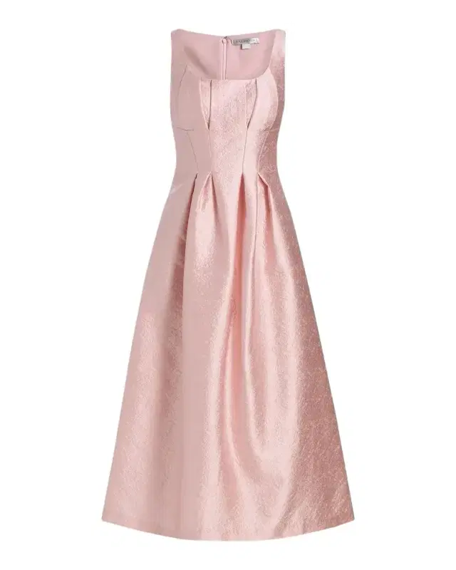 June Sleeveless Pleated Jacquard Midi Dress June Sleeveless Pleated Jacquard Midi Dress