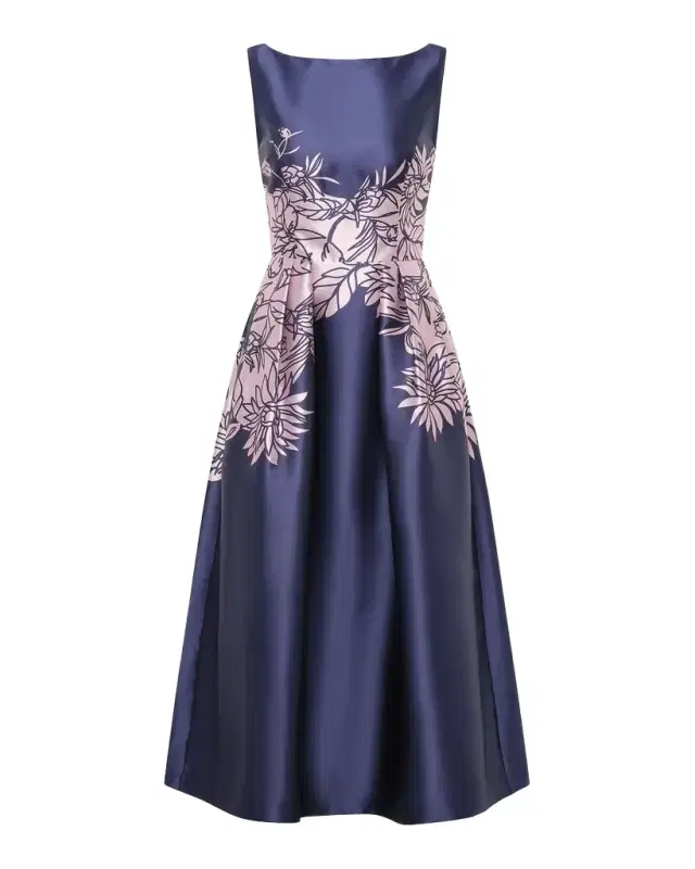 Evaline Satin Tea-Length Dress Evaline Satin Tea-Length Dress