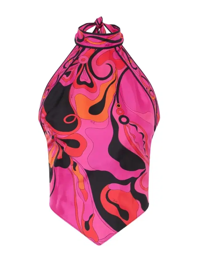 Printed Silk-twill Halterneck Top Printed Silk-twill Halterneck Top