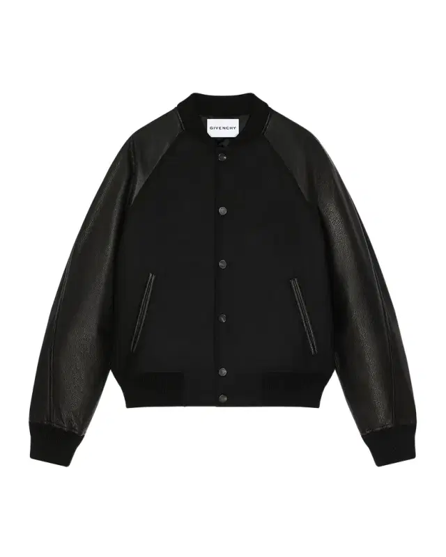 Men's Mixed Material Wool and Leather Bomber Jacket Men's Mixed Material Wool and Leather Bomber Jacket