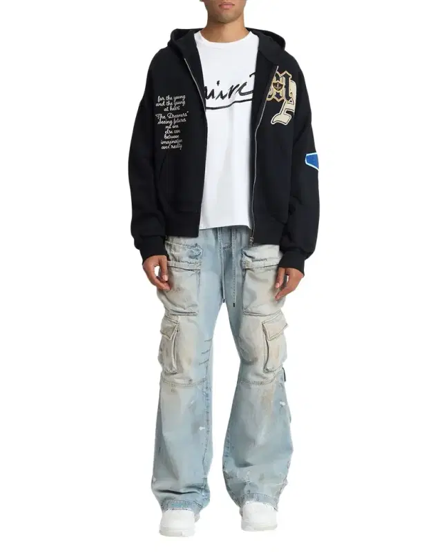 Men's Vintage-Wash Wide Leg Cargo Jeans Men's Vintage-Wash Wide Leg Cargo Jeans