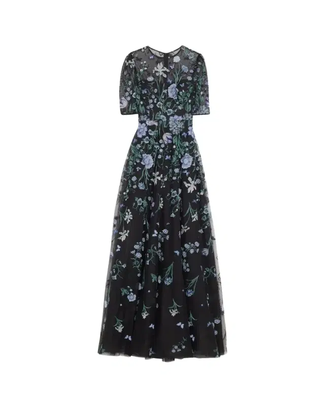 Embroidered A-Line Tulle Gown Embroidered A-Line Tulle Gown