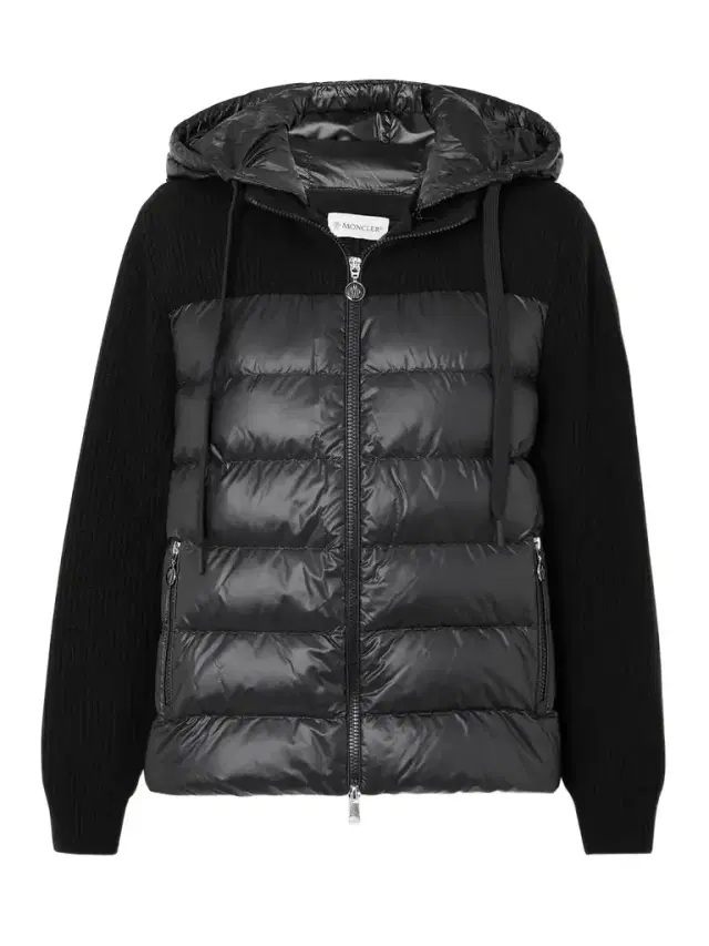 Ribbed Quilted Hooded Wool-trimmed Shell Down Jacket Ribbed Quilted Hooded Wool-trimmed Shell Down Jacket