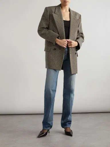 Saint Laurent Double-breasted Checked Wool-blend Blazer | Thumbnail 2 Saint Laurent Double-breasted Checked Wool-blend Blazer | Thumbnail 2