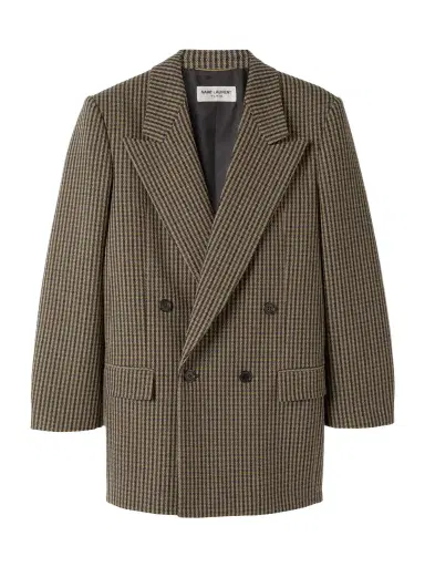 Saint Laurent Double-breasted Checked Wool-blend Blazer | Thumbnail 1 Saint Laurent Double-breasted Checked Wool-blend Blazer | Thumbnail 1