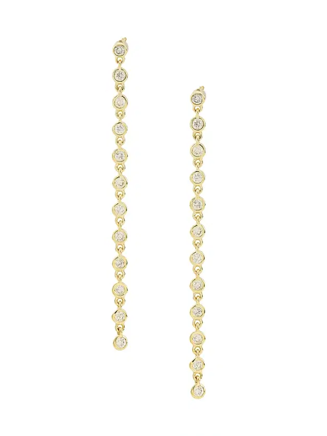 Women's 14K Yellow Gold & 0.5 TCW Diamond Drop Earrings - Yellow Gold Women's 14K Yellow Gold & 0.5 TCW Diamond Drop Earrings - Yellow Gold
