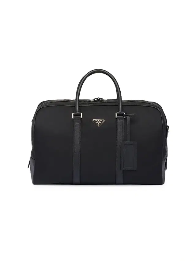 Men's Re-Nylon and Saffiano Leather Duffel Bag Men's Re-Nylon and Saffiano Leather Duffel Bag