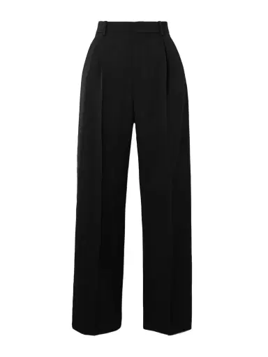 Saint Laurent Pleated Grain De Poudre Wool Straight-leg Pants | Thumbnail 1 Saint Laurent Pleated Grain De Poudre Wool Straight-leg Pants | Thumbnail 1