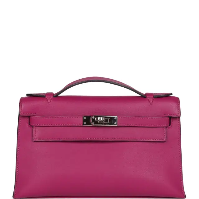 Hermes Kelly Pochette Rose Pourpre Swift Palladium Hardware Hermes Kelly Pochette Rose Pourpre Swift Palladium Hardware