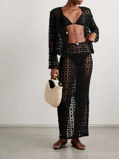 SARA CRISTINA Sun Embellished Crocheted Cotton Maxi Skirt | Thumbnail 2 SARA CRISTINA Sun Embellished Crocheted Cotton Maxi Skirt | Thumbnail 2