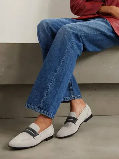Brunello Cucinelli Bead-embellished Suede Loafers | Thumbnail 2 Brunello Cucinelli Bead-embellished Suede Loafers | Thumbnail 2