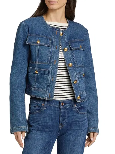 A.L.C. Women's Cleo Denim Jacket - Medium Wash | Thumbnail 3 A.L.C. Women's Cleo Denim Jacket - Medium Wash | Thumbnail 3