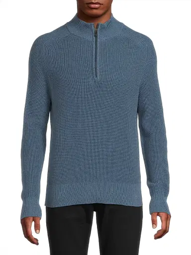 Michael Kors Men's Mixed Stitch Quarter-Zip Sweater - Dark Chambray | Thumbnail 3 Michael Kors Men's Mixed Stitch Quarter-Zip Sweater - Dark Chambray | Thumbnail 3