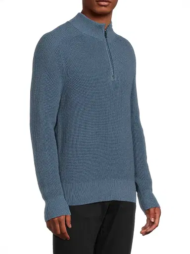 Michael Kors Men's Mixed Stitch Quarter-Zip Sweater - Dark Chambray | Thumbnail 4 Michael Kors Men's Mixed Stitch Quarter-Zip Sweater - Dark Chambray | Thumbnail 4