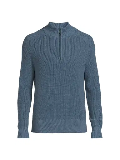 Michael Kors Men's Mixed Stitch Quarter-Zip Sweater - Dark Chambray | Thumbnail 1 Michael Kors Men's Mixed Stitch Quarter-Zip Sweater - Dark Chambray | Thumbnail 1