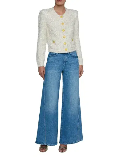 L'AGENCE Women's Una Tweed Knit Cardigan - Gold Lurex Multi | Thumbnail 2 L'AGENCE Women's Una Tweed Knit Cardigan - Gold Lurex Multi | Thumbnail 2