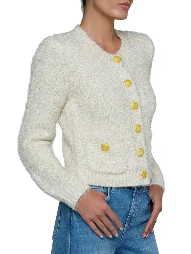 L'AGENCE Women's Una Tweed Knit Cardigan - Gold Lurex Multi | Thumbnail 4 L'AGENCE Women's Una Tweed Knit Cardigan - Gold Lurex Multi | Thumbnail 4