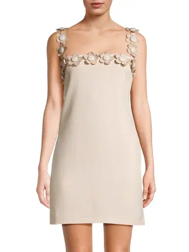 stellah Women's Flower-Embellished Crepe Minidress - Cream | Thumbnail 3 stellah Women's Flower-Embellished Crepe Minidress - Cream | Thumbnail 3