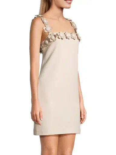 stellah Women's Flower-Embellished Crepe Minidress - Cream | Thumbnail 4 stellah Women's Flower-Embellished Crepe Minidress - Cream | Thumbnail 4