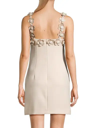 stellah Women's Flower-Embellished Crepe Minidress - Cream | Thumbnail 5 stellah Women's Flower-Embellished Crepe Minidress - Cream | Thumbnail 5