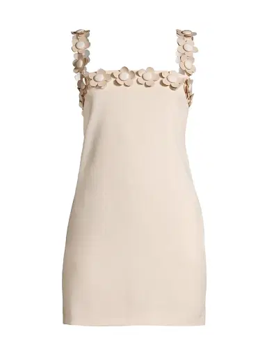 stellah Women's Flower-Embellished Crepe Minidress - Cream | Thumbnail 1 stellah Women's Flower-Embellished Crepe Minidress - Cream | Thumbnail 1