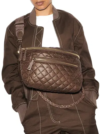 MZ Wallace Women's Crosby Nylon & Leather Crossbody Sling Bag - Walnut | Thumbnail 2 MZ Wallace Women's Crosby Nylon & Leather Crossbody Sling Bag - Walnut | Thumbnail 2