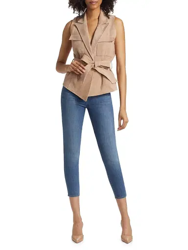 L'AGENCE Women's Arbor Suede Wrap Vest Top - Cashew | Thumbnail 2 L'AGENCE Women's Arbor Suede Wrap Vest Top - Cashew | Thumbnail 2