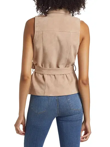 L'AGENCE Women's Arbor Suede Wrap Vest Top - Cashew | Thumbnail 5 L'AGENCE Women's Arbor Suede Wrap Vest Top - Cashew | Thumbnail 5