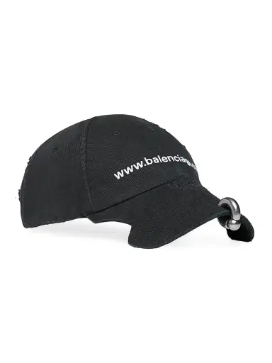 Balenciaga Men's Front Piercing Baseball Cap - Black Faded | Thumbnail 2 Balenciaga Men's Front Piercing Baseball Cap - Black Faded | Thumbnail 2