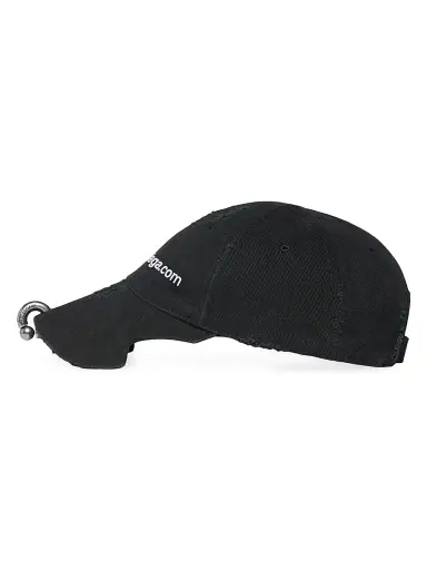 Balenciaga Men's Front Piercing Baseball Cap - Black Faded | Thumbnail 4 Balenciaga Men's Front Piercing Baseball Cap - Black Faded | Thumbnail 4