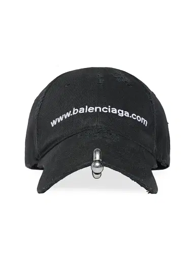Balenciaga Men's Front Piercing Baseball Cap - Black Faded | Thumbnail 1 Balenciaga Men's Front Piercing Baseball Cap - Black Faded | Thumbnail 1