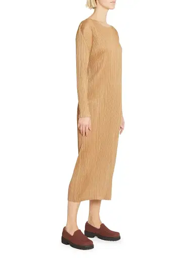 Pleats Please Issey Miyake Women's Monthly Colors: December Midi Dress - Copperbrown | Thumbnail 3 Pleats Please Issey Miyake Women's Monthly Colors: December Midi Dress - Copperbrown | Thumbnail 3