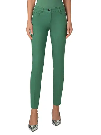 Akris Women's Magda Stretch-Denim Mid-Rise Slim-Leg Jeans - Pine Green | Thumbnail 2 Akris Women's Magda Stretch-Denim Mid-Rise Slim-Leg Jeans - Pine Green | Thumbnail 2