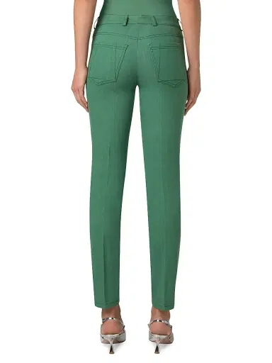 Akris Women's Magda Stretch-Denim Mid-Rise Slim-Leg Jeans - Pine Green | Thumbnail 4 Akris Women's Magda Stretch-Denim Mid-Rise Slim-Leg Jeans - Pine Green | Thumbnail 4