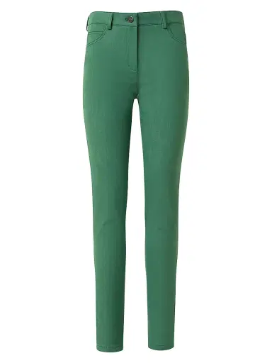 Akris Women's Magda Stretch-Denim Mid-Rise Slim-Leg Jeans - Pine Green | Thumbnail 1 Akris Women's Magda Stretch-Denim Mid-Rise Slim-Leg Jeans - Pine Green | Thumbnail 1