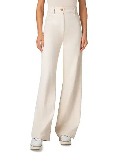 Akris punto Women's Cooper Cotton-Wool Wide-Leg Pants - Cashew | Thumbnail 2 Akris punto Women's Cooper Cotton-Wool Wide-Leg Pants - Cashew | Thumbnail 2