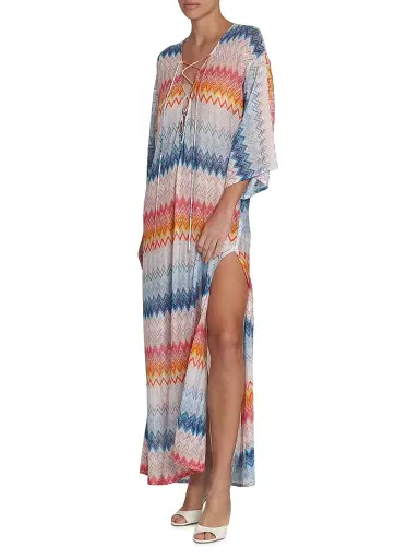 Missoni Women's Chevron Lace-Up Long Cover-Up - Multicolor Shaded Fucsia | Thumbnail 3 Missoni Women's Chevron Lace-Up Long Cover-Up - Multicolor Shaded Fucsia | Thumbnail 3