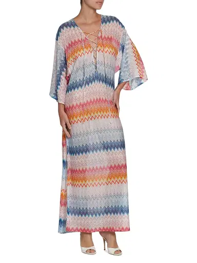 Missoni Women's Chevron Lace-Up Long Cover-Up - Multicolor Shaded Fucsia | Thumbnail 4 Missoni Women's Chevron Lace-Up Long Cover-Up - Multicolor Shaded Fucsia | Thumbnail 4