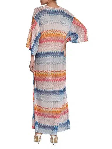 Missoni Women's Chevron Lace-Up Long Cover-Up - Multicolor Shaded Fucsia | Thumbnail 5 Missoni Women's Chevron Lace-Up Long Cover-Up - Multicolor Shaded Fucsia | Thumbnail 5