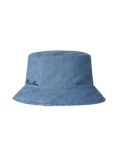 Loro Piana Men's Reversible Chambray Bucket Hat - Chambray Azure | Thumbnail 1 Loro Piana Men's Reversible Chambray Bucket Hat - Chambray Azure | Thumbnail 1
