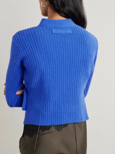 Victoria Beckham Wrap-effect Ribbed Wool And Cashmere-blend Cardigan | Thumbnail 3 Victoria Beckham Wrap-effect Ribbed Wool And Cashmere-blend Cardigan | Thumbnail 3