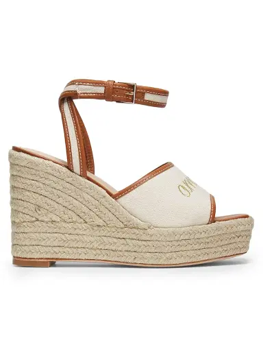 Cinq à Sept Women's Jesse 115MM Canvas Espadrille Platform Wedge Sandals - Natural Cognac | Thumbnail 1 Cinq à Sept Women's Jesse 115MM Canvas Espadrille Platform Wedge Sandals - Natural Cognac | Thumbnail 1