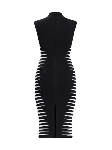 Hervé Léger Women's Colorblock Intarsia-Knit Midi-Dress - Black Alabaster | Thumbnail 2 Hervé Léger Women's Colorblock Intarsia-Knit Midi-Dress - Black Alabaster | Thumbnail 2