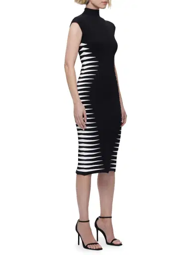 Hervé Léger Women's Colorblock Intarsia-Knit Midi-Dress - Black Alabaster | Thumbnail 3 Hervé Léger Women's Colorblock Intarsia-Knit Midi-Dress - Black Alabaster | Thumbnail 3