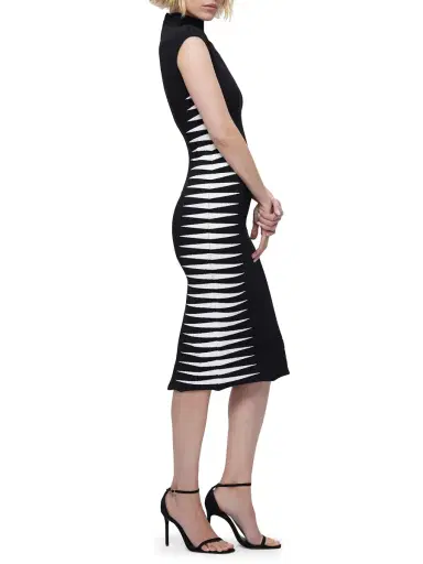 Hervé Léger Women's Colorblock Intarsia-Knit Midi-Dress - Black Alabaster | Thumbnail 6 Hervé Léger Women's Colorblock Intarsia-Knit Midi-Dress - Black Alabaster | Thumbnail 6