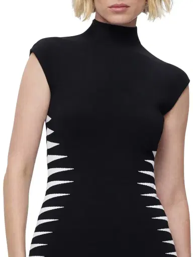 Hervé Léger Women's Colorblock Intarsia-Knit Midi-Dress - Black Alabaster | Thumbnail 8 Hervé Léger Women's Colorblock Intarsia-Knit Midi-Dress - Black Alabaster | Thumbnail 8
